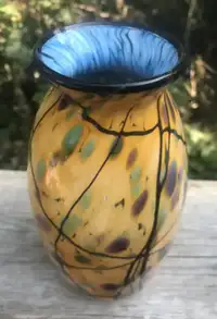 Hand Blown Confetti Studio Art Glass Vase