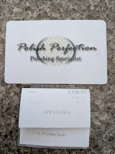 Polish Perfection $150 gift card. Can be used to clean and detail a vehicle, boat, etc. Asking $100