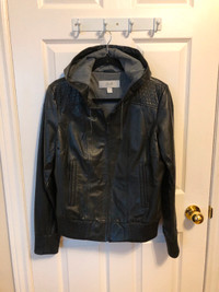Women's Blink Genuine Leather Hooded Jacket (Size M)