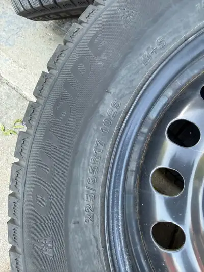 These Wintercross SW312 mud and snow winter tires/ all seasons are sized 225/65R17 102S and are moun...