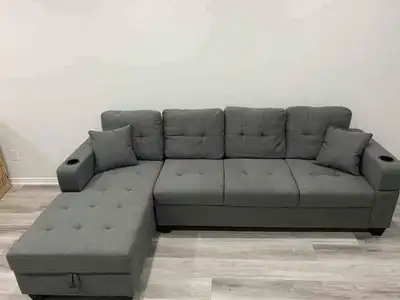 Must GO!! 4 Seater Sectional Sofa with Storage and Cupholders, View more