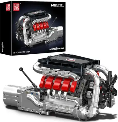 Mould King 10203 Working V8 Engine Model 1169+ Pieces Ages 14+, View more