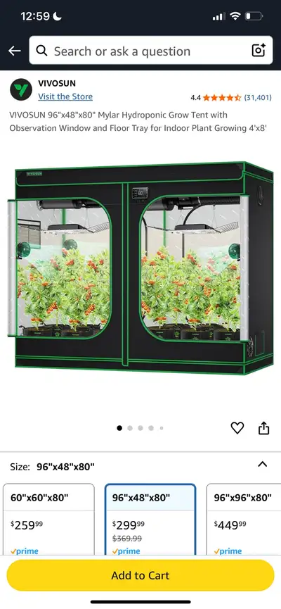 Complete Grow tent kit 4x8 x6’ tall open box, View more