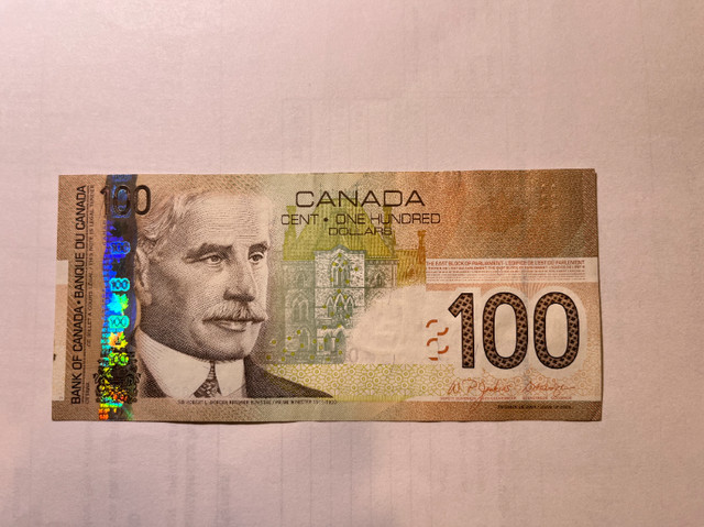 papier monnaie $100 dollars dans Art et objets de collection  à Ouest de l’Île