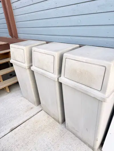 Three 56 gallon heavy duty swing top garbage cans. $200 each will consider a deal if you take all 3.