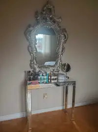 HUGE 5 foot modern baroque silver mirror miroir 5 pieds