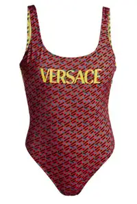 Versace Greca Print One Piece Swimsuit Red Royal Size IT 1 
