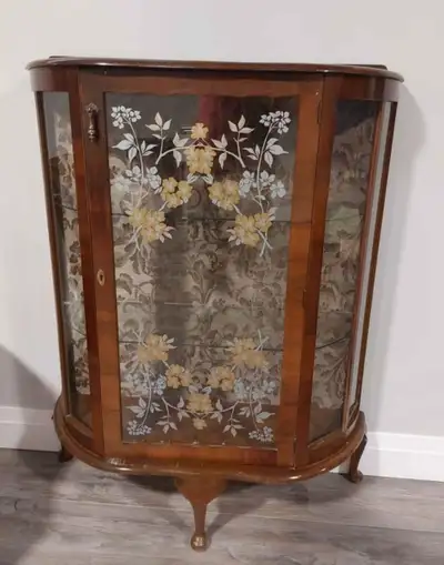 Vintage Glass Cabinet w 3 glass shelves, View more