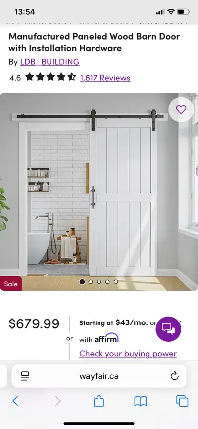 48”x96”H  Brand New white interior sliding Barn door Solid, View more