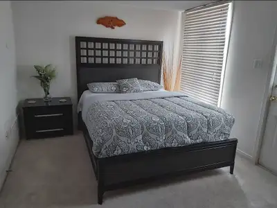 One private furnished luxury bedroom for $60 daily rate rental.