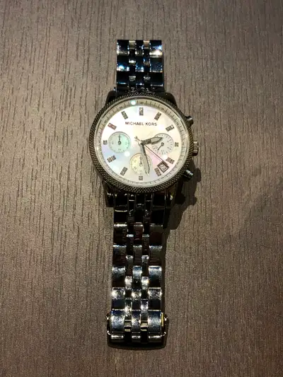 Michael Kors Silver Crystal Watch - Like New!, View more