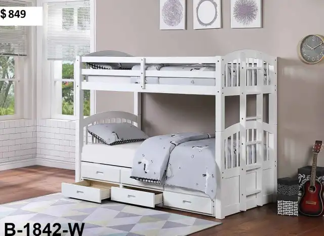 White Single Over Single Bunk Bed !