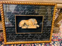 LION Figurine statue frame 21 inch width by 18 inch height