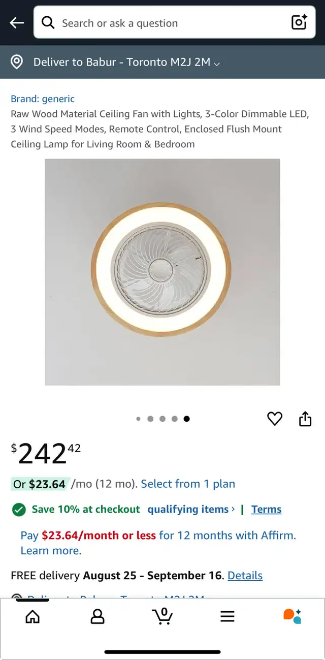 Raw Wood Material Ceiling Fan with Lights, Remote Color & Speed  in Indoor Lighting & Fans in City of Toronto - Image 2