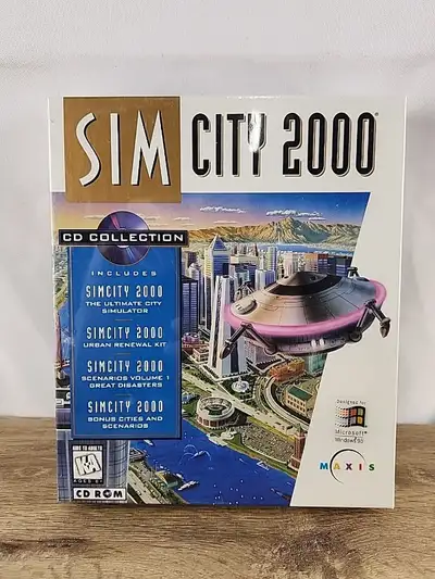 Vintage Windows game. Includes City Simulator. Urban Renewal Kit, Scenarios Volume 1, Bonus Cities a...