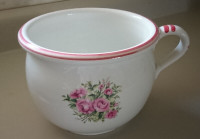 Vintage Original Keramic Cup Flower Pot/ Planter with Pink Roses