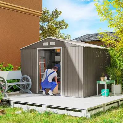 [Mixed Color]9.1' x 6.4' x 6.3' Garden Storage Shed w/ Foundatio, View more