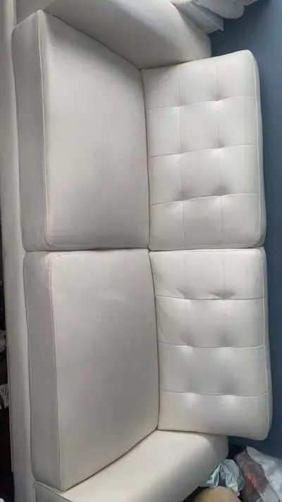 2 White Leather Sofas- please contact for negotiation, View more
