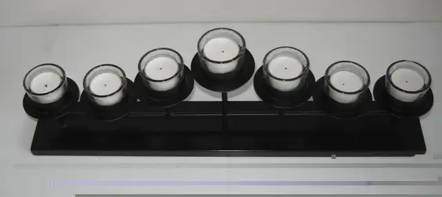 Sleek Minimalist Black Metal Candelabra w Glass Candle Inserts in Outdoor Lighting in City of Toronto - Image 4