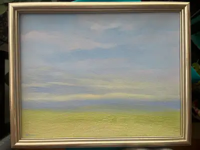 “Prairie Serenity”, oil on canvas, 11x14 inches, framed in a subtle silver wood frame. By local arti...
