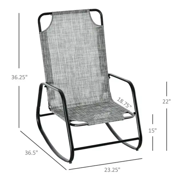 Garden Rocking Chair, Outdoor Indoor Texteline Rocker for Patio, in Patio & Garden Furniture in Markham / York Region - Image 6