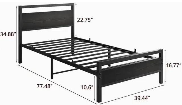 Twin Platform Bed Frame  in Beds & Mattresses in Kitchener / Waterloo - Image 6