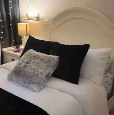 Bed frame, dresser and night stand, View more