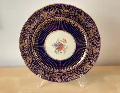 AYNSLEY “Cardiff” 10.5” Cobalt Dinner/Cabinet Plate - 22k Gold, View more