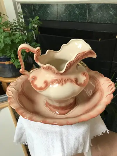 Large Ceramic Pitcher and Bowl Set, View more