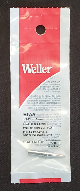 ETAA - Weller - NEW (Bagged) Soldering Iron Tip, Flat, 1.57 mm in General Electronics in City of Toronto