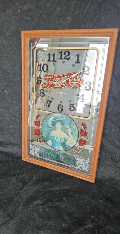 PEPSI-COLA mirror clock display advertisement sign, View more