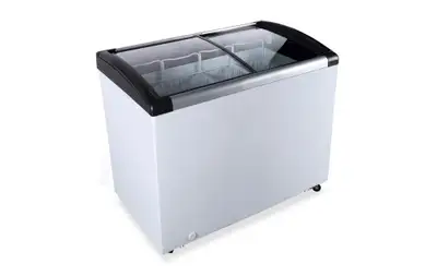 Brand New Double Door 39" Display Chest Freezer Specifications: * White cabinet with grey frame * In...