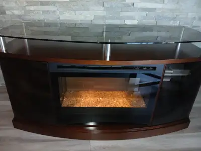 Meuble de salon/tv avec foyer électrique intégré, View more