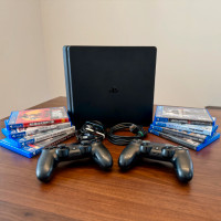PS4 Slim 500GB with 2 Controllers and 8 Games