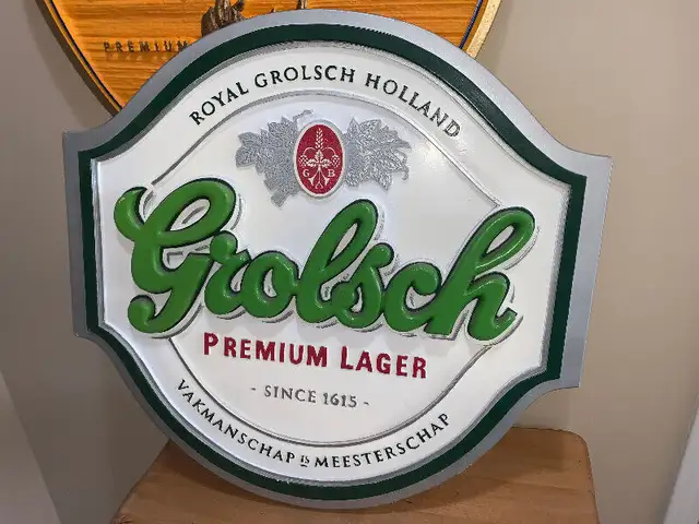 Vintage Grolsch Holland Premium Beer Lager Mint sign in Arts & Collectibles in Calgary - Image 4