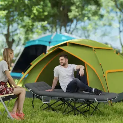 Outsunny Wide Folding Bed, Camping Cot with Mattress, View more