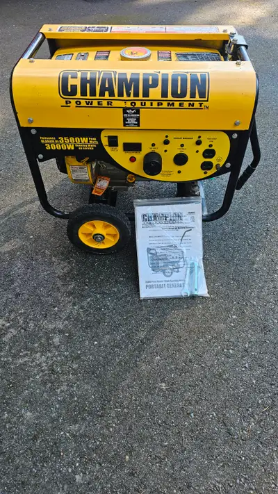 Champion 3500 Watt generator, very low hours. Has one duplex outlet and two RV outlets. Work works g...