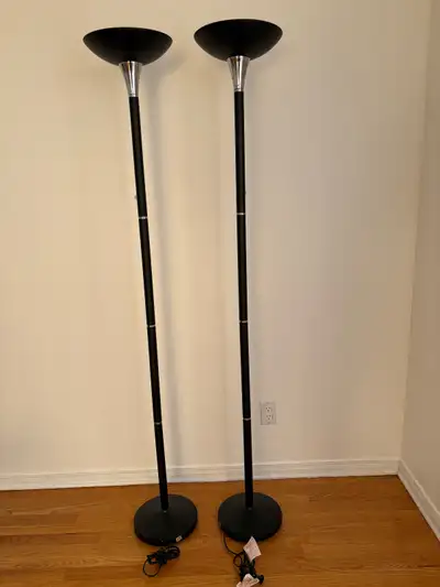 Pair of Modern Torchiere Floor Lamps, View more