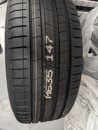 Four BMW 750 all season tires with rims, one new tire/rim