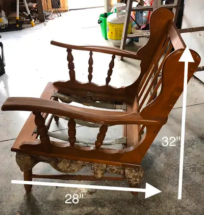 Vintage chair from an old hotel, just the frame, no cushions. Solid sturdy wooden frame, perfect for...