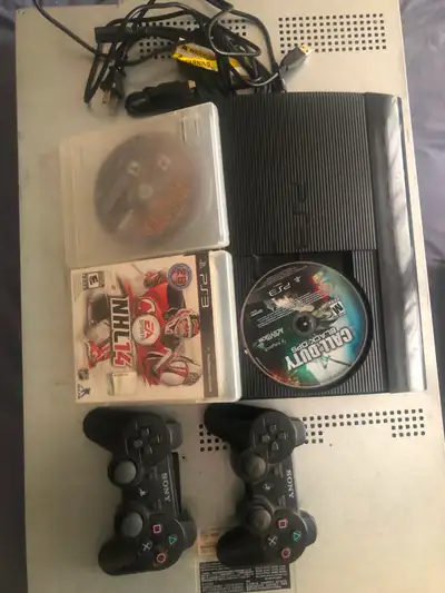 PS3 Super-Slim 500G storage, 2remotes 3games and accessories for, View more