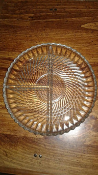 Vintage Small Divided Glass Plate - Approx. 7 inches across