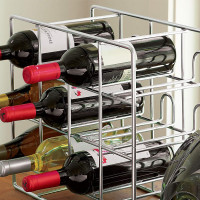 Crate and Barrel 12-bottle countertop wine rack chrome silver