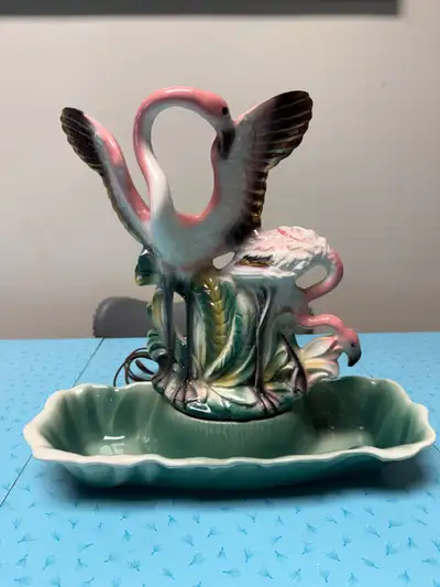 Vintage Flamingo TV Lamp & Planter. Stamped "Lane & Co. Van Nuys, View more