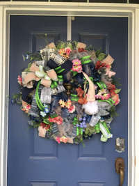 Large handmade new  wreath with gnome Great door decoration