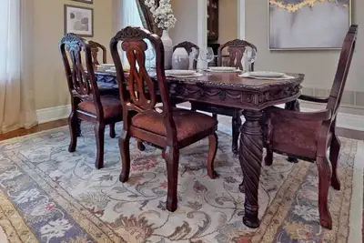 Solid Wood Formal Dining Table + 6 Chairs, View more