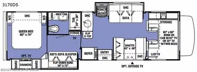 SUNSEEKER 3170DS DE FOREST RIVER (2018) - CLASSE C - MOTEUR FORD E450 ESSENCE - JUSQU'À 9 PLACES POU...