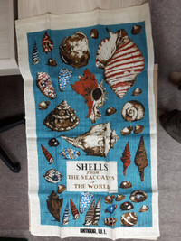 Souvenir  Seashells Linen Tea Towel From Antigua