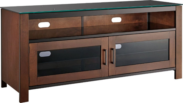 INSIGNIA: 54" MOCHA WOOD, METAL and GLASS FINISH TV STAND in Video & TV Accessories in Burnaby/New Westminster - Image 2