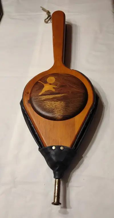 Vintage Wood & Leather Bellows with Canada Goose Wood Inlay, View more